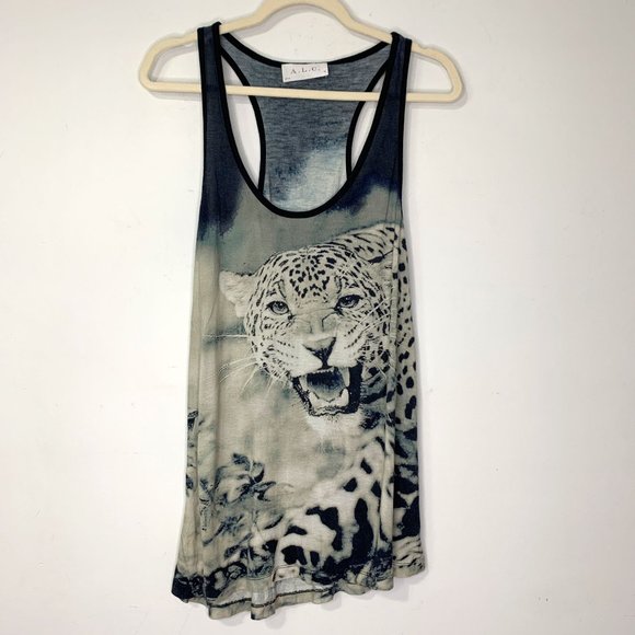 A.L.C. Leopard Racerback Tank Top Sz‎ M - Picture 1 of 7